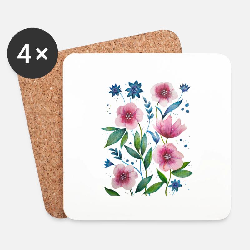 Blumen - Untersetzer (4er-Set) - Weiß