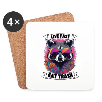 Waschbär Eat Trash Geschenkidee - Untersetzer (4er-Set) - Weiß - Vorne