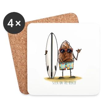 Silex on the beach - Dessous de verre (lot de 4) - blanc - Devant