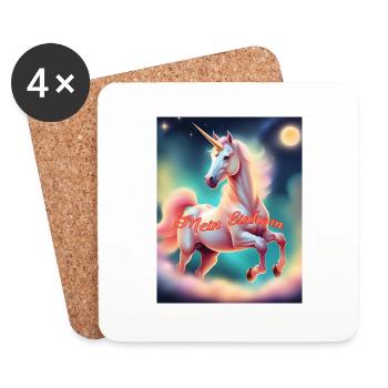 Mein Einhorn - Untersetzer (4er-Set) - Weiß - Vorne