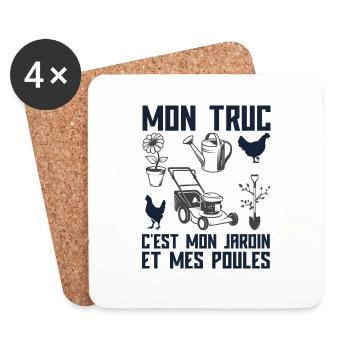 Humour Jardinage Retraite Cadeau Jardinier Poules - Dessous de verre (lot de 4) - blanc - Devant