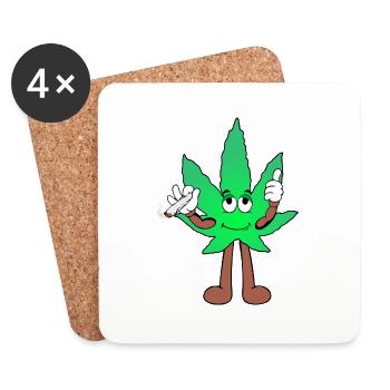 Der Bloom - Weed Cannabis Stoned Hanf Marihuana - Untersetzer (4er-Set) - Weiß - Vorne