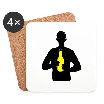 Boire de la bière de fête - Dessous de verre (lot de 4) - blanc - Devant