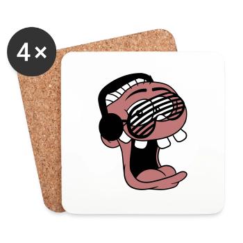 DJ Face Funny Laughing Sunglasses Party Music - Coasters (set of 4) - white - Front