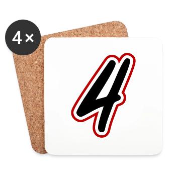 4 Number symbol - Coasters (set of 4) - white - Front