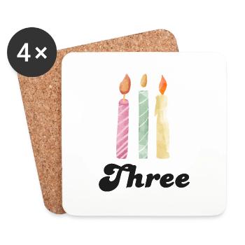 3e anniversaire bougie - Dessous de verre (lot de 4) - blanc - Devant
