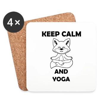 Yoga Renard Restez calme - Dessous de verre (lot de 4) - blanc - Devant