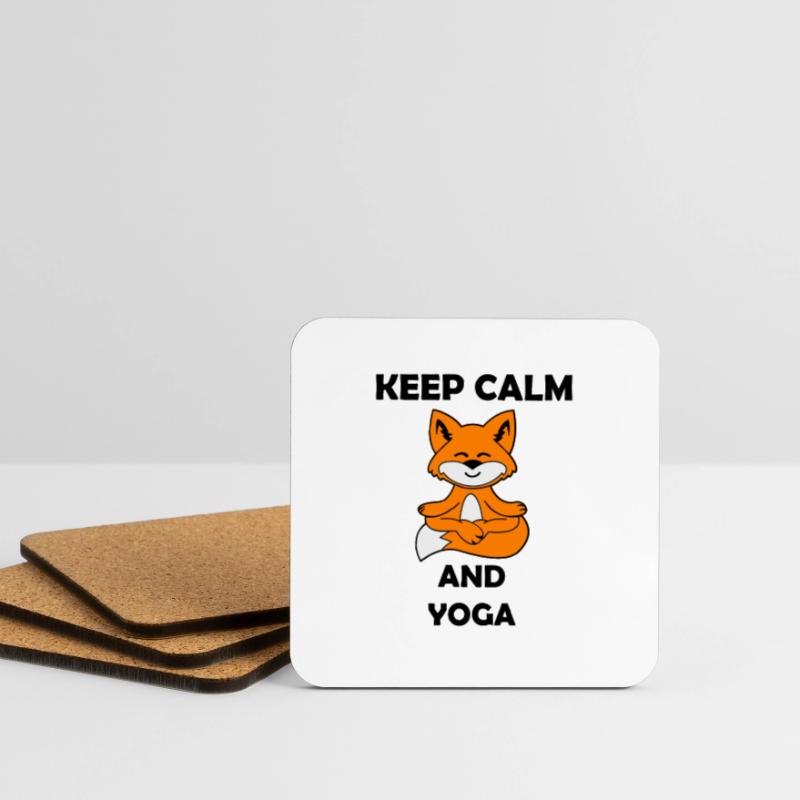 Yoga Fox Keep Calm Coasters (set of 4)