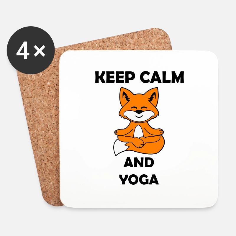 yoga fuchs keep calm - Untersetzer (4er-Set) - Weiß