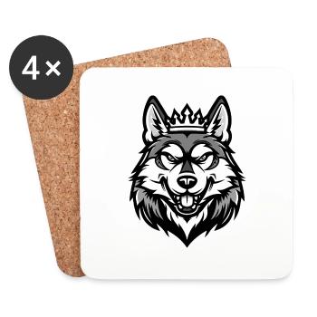Husky Dog Head Crown - Coasters (set of 4) - white - Front