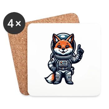 Astronaut Fox Space Cosmonaut Universe - Coasters (set of 4) - white - Front