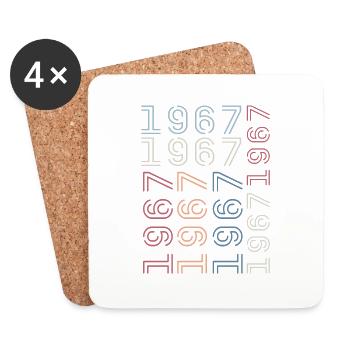 Né en 1967 Cadeau Anniversaire 1967 Retro 1967 - Dessous de verre (lot de 4) - blanc - Devant