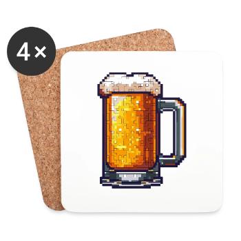 Beer Mug Pixel Beer - Coasters (set of 4) - white - Front