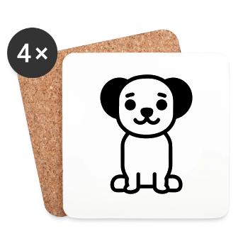 Hund - Untersetzer (4er-Set) - Weiß - Vorne