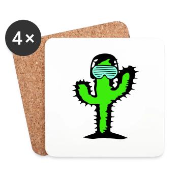 DJ Cactus Desert Plant Cacti Spines Party Fun - Coasters (set of 4) - white - Front