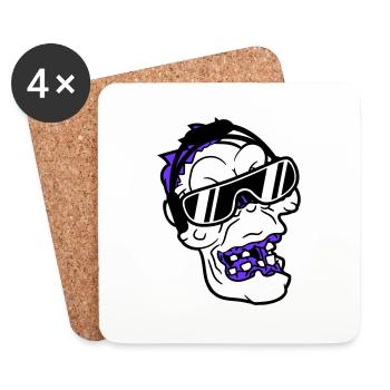 Cool DJ Zombie Undead Horror Halloween Party Head - Coasters (set of 4) - white - Front