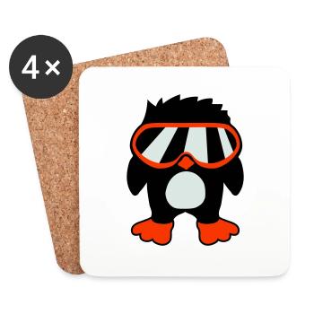 Penguin Bird Cool Ski Goggles DJ Fun Little Bird - Coasters (set of 4) - white - Front