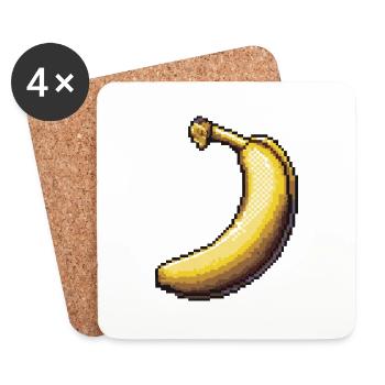 Icône de pixel banane - Dessous de verre (lot de 4) - blanc - Devant