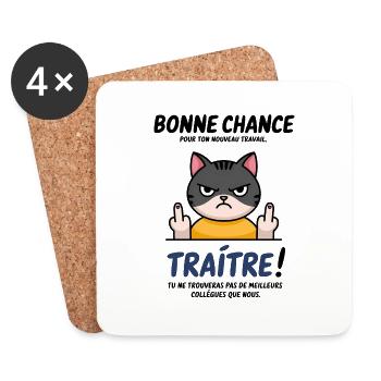 Bonne Chance Traître - Dessous de verre (lot de 4) - blanc - Devant
