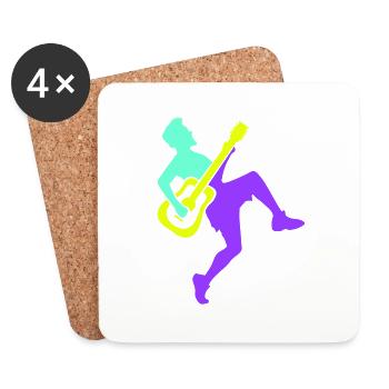 Guitare Jouer Cool Bassiste Guitariste Rock Musique - Dessous de verre (lot de 4) - blanc - Devant