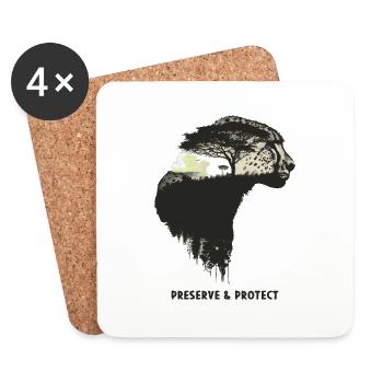 Preserve & Protect Cheetah Wildcat Africa Wilderness - Coasters (set of 4) - white - Front