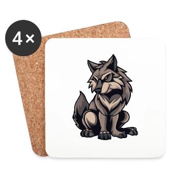 loup - Dessous de verre (lot de 4) - blanc - Devant