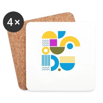 "Modern Look Yellow Blue" - Untersetzer (4er-Set) - Weiß - Vorne