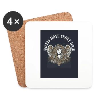 Angels have curly hair - Women's Bag, Cup, T-shirt - Coasters (set of 4) - white - Front
