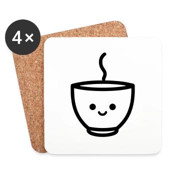 Kaffeebecher - Untersetzer (4er-Set) - Weiß - Vorne