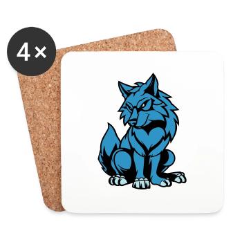 Loup Bande Dessinée Animal - Dessous de verre (lot de 4) - blanc - Devant