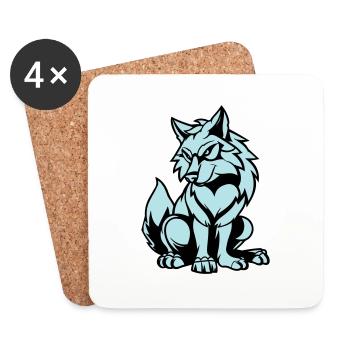 Loup Bande Dessinée Animal - Dessous de verre (lot de 4) - blanc - Devant