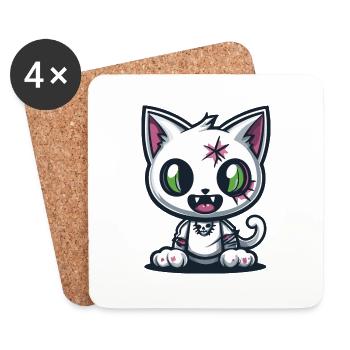 Cat Halloween Funny Baby - Coasters (set of 4) - white - Front