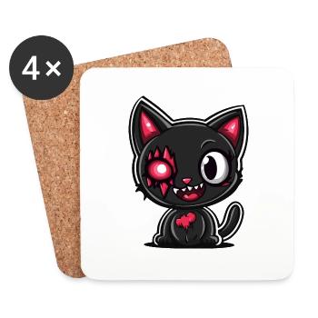 Cat Halloween Funny Baby - Coasters (set of 4) - white - Front