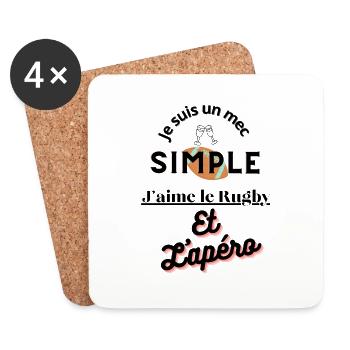 mec simple - rugby et apéro - Dessous de verre (lot de 4) - blanc - Devant
