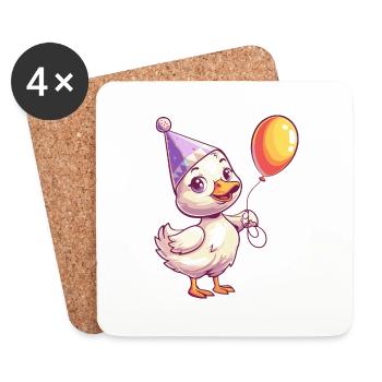 Oie Anniversaire Bébé - Dessous de verre (lot de 4) - blanc - Devant