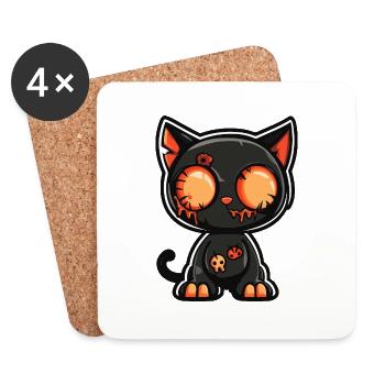 Cat Halloween Funny Comic - Coasters (set of 4) - white - Front