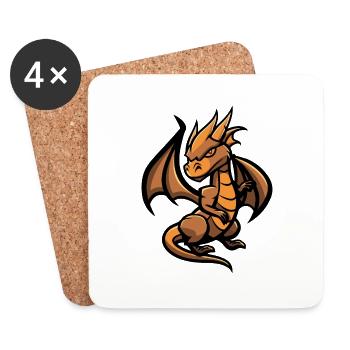 Drache Dragon - Untersetzer (4er-Set) - Weiß - Vorne
