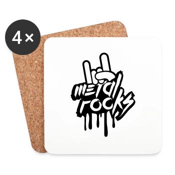 Heavy Metal Rocks Hard Rock Musique Graffiti Spray - Dessous de verre (lot de 4) - blanc - Devant