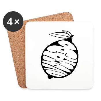 Avocat-Citron Graff (stencil) - Dessous de verre (lot de 4) - blanc - Devant