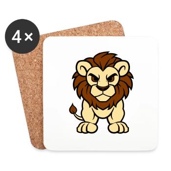 Lion Bande Dessinée Animal - Dessous de verre (lot de 4) - blanc - Devant