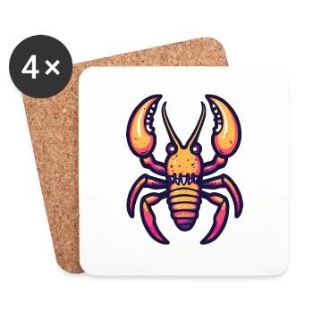 Homard Crabe Halloween Bande Dessinée Drôle - Dessous de verre (lot de 4) - blanc - Devant