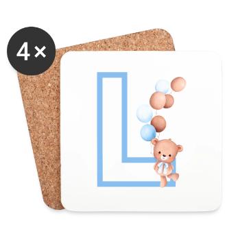 Blue Letter L Bear - Coasters (set of 4) - white - Front