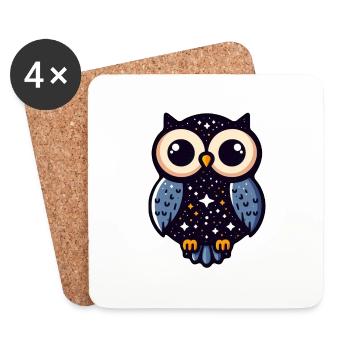 Art de l’oiseau de nuit étoilée - Dessous de verre (lot de 4) - blanc - Devant