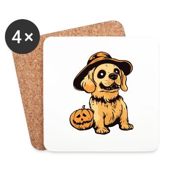 Golden Retriever Hund Halloween Zombie - Untersetzer (4er-Set) - Weiß - Vorne