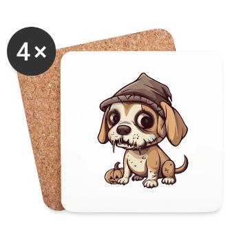 Beagle Hund Halloween Lustig Zombie - Untersetzer (4er-Set) - Weiß - Vorne