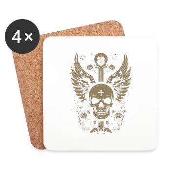 Goth Skull Grunge Cross - Coasters (set of 4) - white - Front