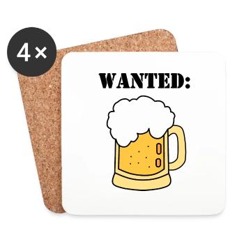 wanted beer - Coasters (set of 4) - white - Front