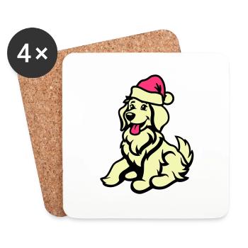 Chien Bande Dessinée Animal Noël - Dessous de verre (lot de 4) - blanc - Devant