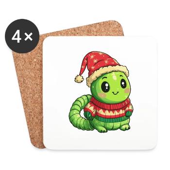Worm Christmas - Coasters (set of 4) - white - Front