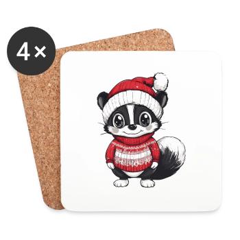 Stinktier Weihnachten - Untersetzer (4er-Set) - Weiß - Vorne